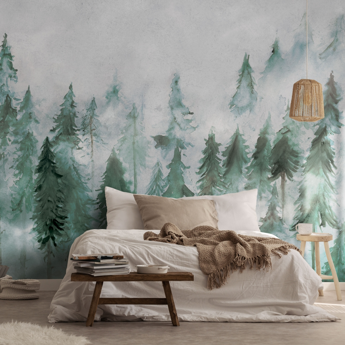 tapeta na wymiar WallArt do salonu – artystyczna fototapeta Nebbia z motywem lasu we mgle