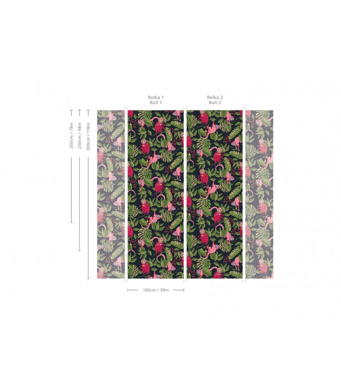 Schemat ułożenia pasów tapety Pink Monkey Wallcolors