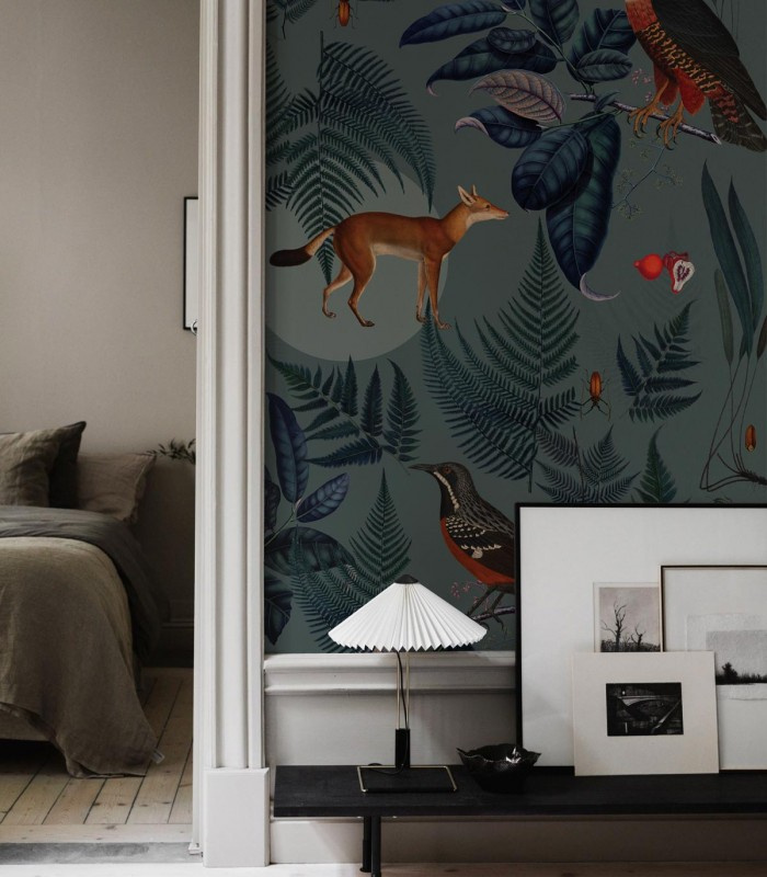 Tapeta Turquoise Fern Wallcolors w korytarzu i biurze