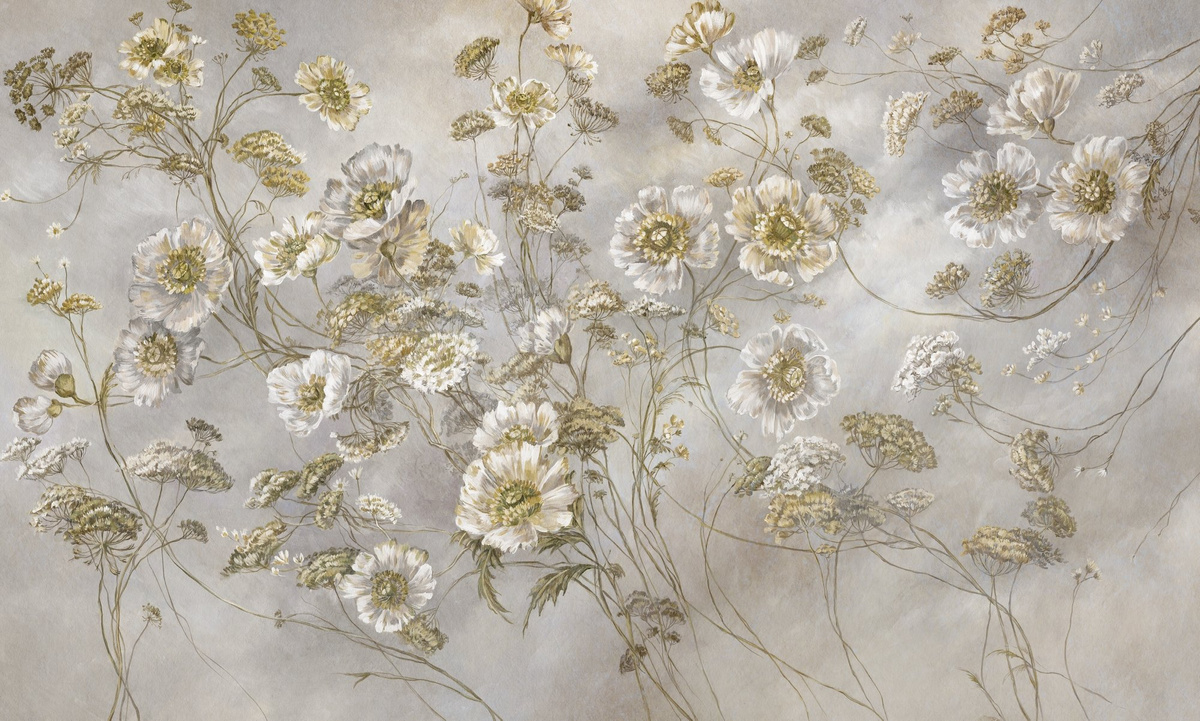 Tapeta na wymiar RAUV w polne kwiaty żółte do salonu na podkładzie canvas