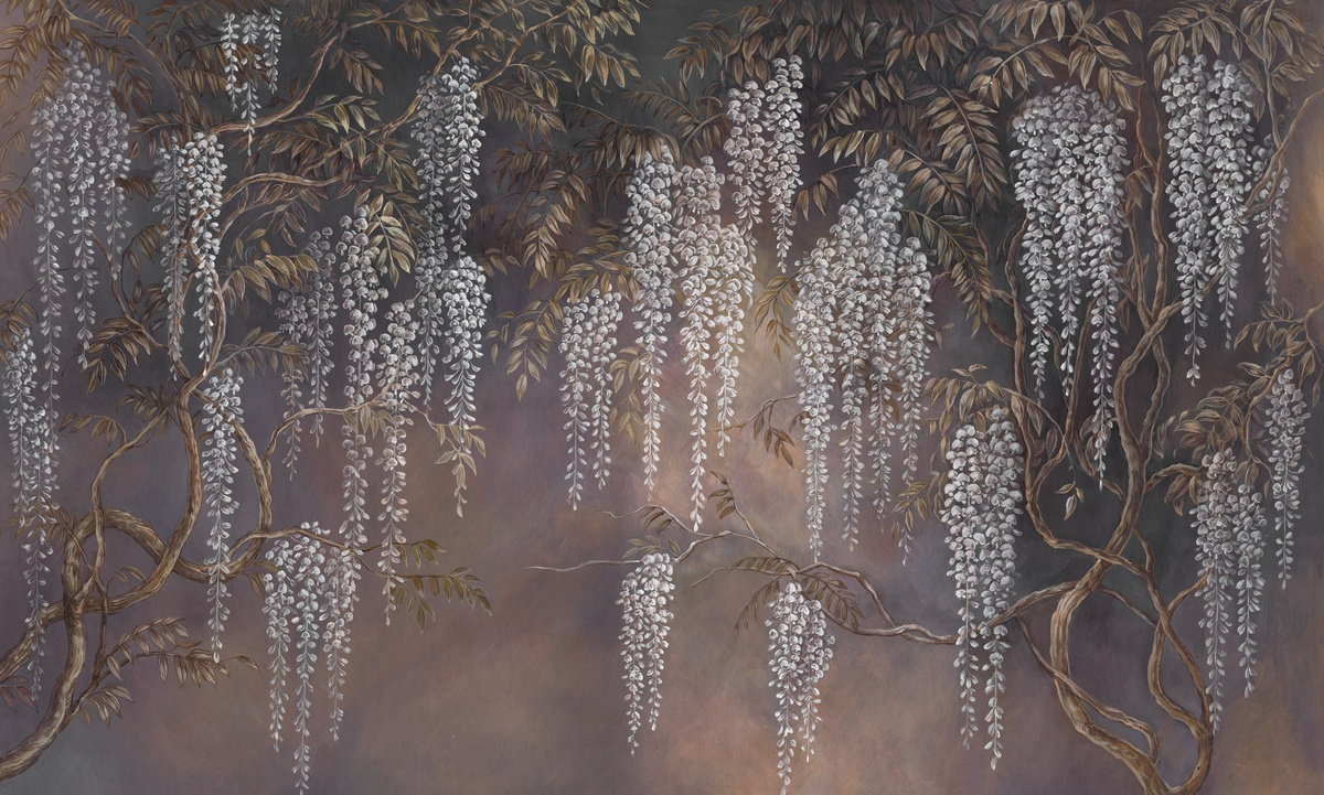 mural na wymiar RAUV Tapeta w winorośl w salonie na podkładzie concrete