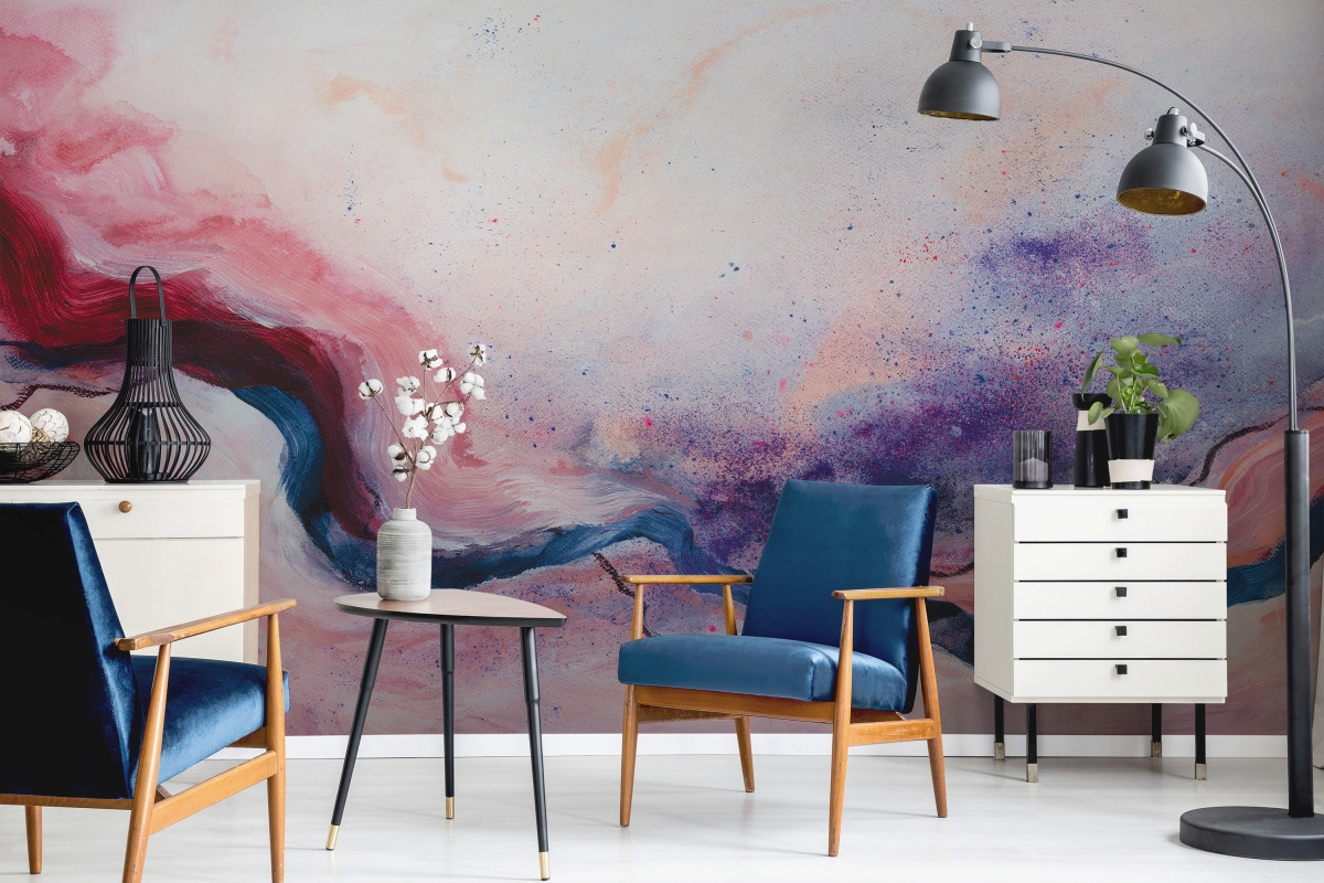 tapeta na wymiar WallArt do salonu – motyw abstrakcyjny Insomnia w odcieniach różu i fioletu