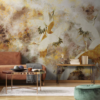 Beige Tsuru - Tapeta w standaryzowanych rolkach WallArt