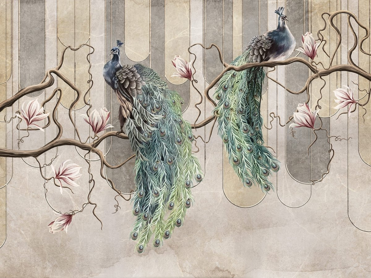 Fototapeta NOLLIO 690 32 2202 WALLCRAFT z pawiem na gałęzi