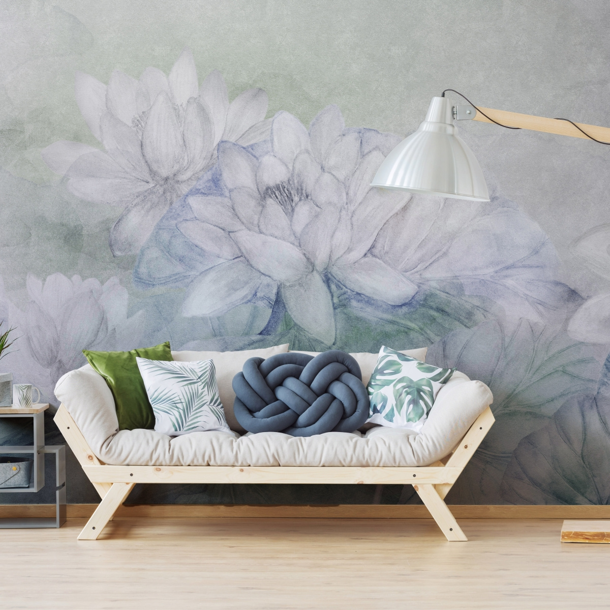 tapeta artystyczna panoramiczna do sypialni Winter – kwiatowy motyw WallArt