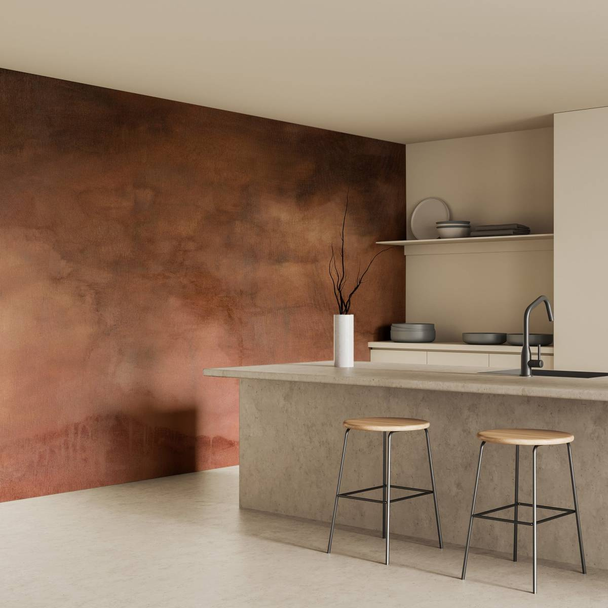 tapeta na wymiar WallArt do salonu – motyw abstrakcyjny Tempesta w ciepłych odcieniach