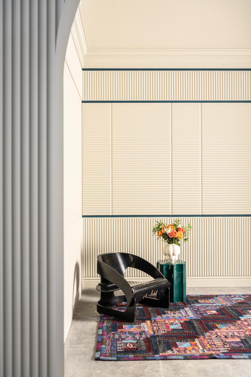 Zastosowanie panelu ściennego 3D W215 HILL BEAD w nowoczesnym wnętrzu