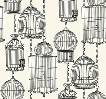 BW21510 - tapeta Bird Cages Black & White Paper&Ink Wallquest
