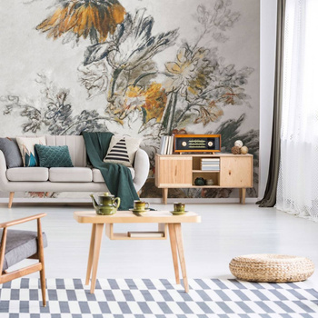 Grey Classic Flower - tapeta Wallart