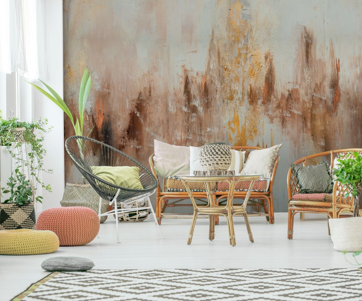 tapeta na wymiar WallArt do salonu – motyw abstrakcyjny Seal Sand w ciepłych beżach i złocie