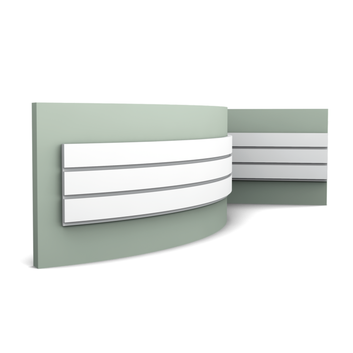 Przykład montażu panelu W116 BAR XL na ścianie prostej i zaokrąglonej