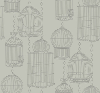 BW21502 - tapeta Bird Cages Black & White Paper&Ink Wallquest