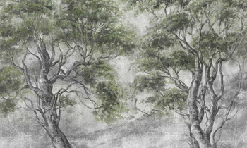 Tapeta w drzewa zielono-szara