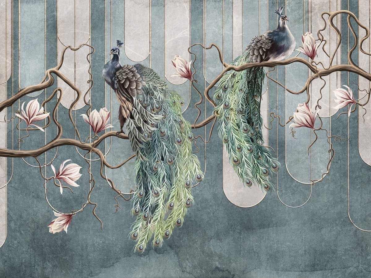 Fototapeta na wymiar z pawiami NOLLIO 690 33 2202 WALLCRAFT