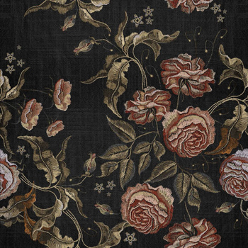 6800416 - panel Embroidery Flora Black Random Papers II Coordonne