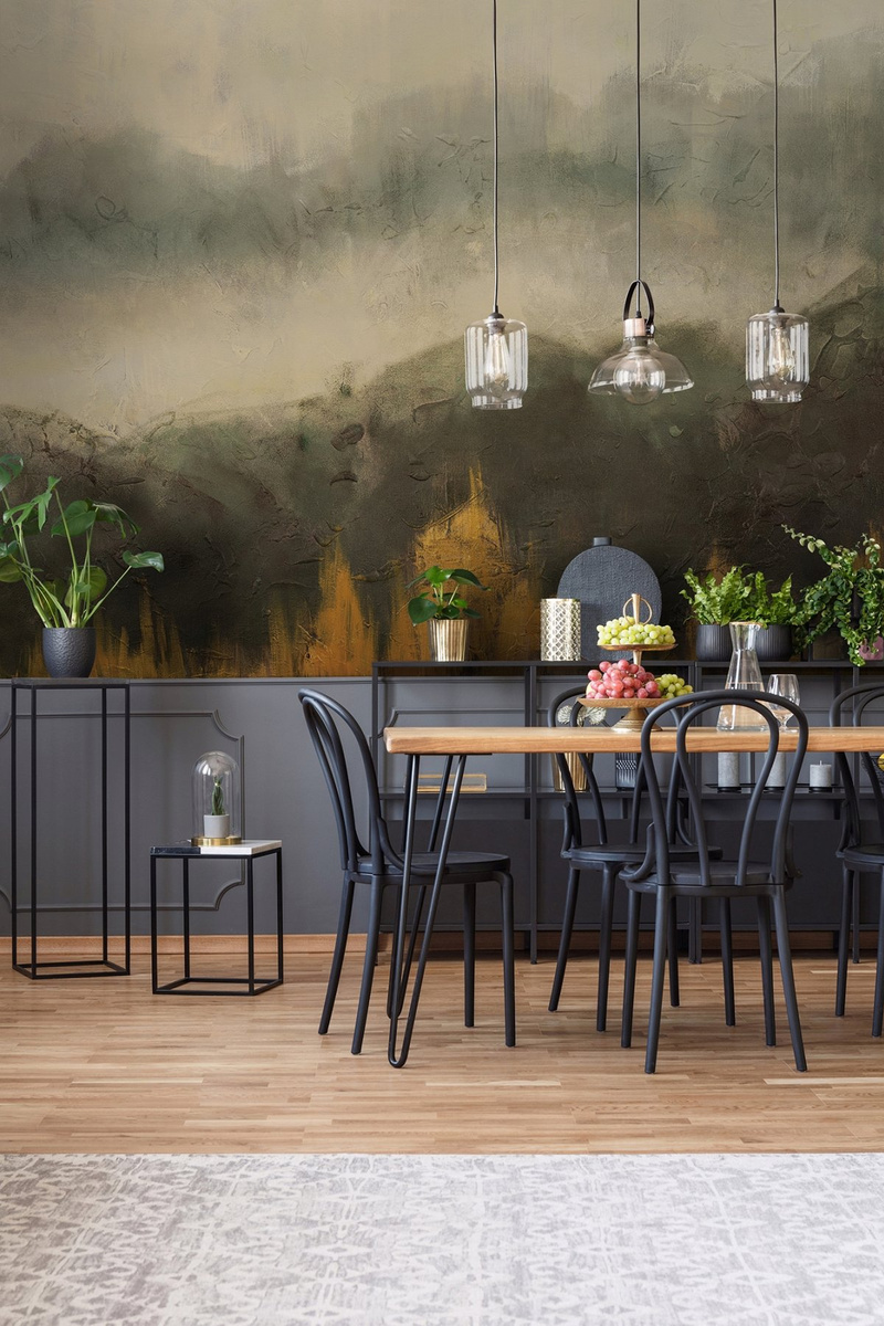 tapeta na wymiar WallArt do salonu – motyw abstrakcyjny Fuoco w jadalni