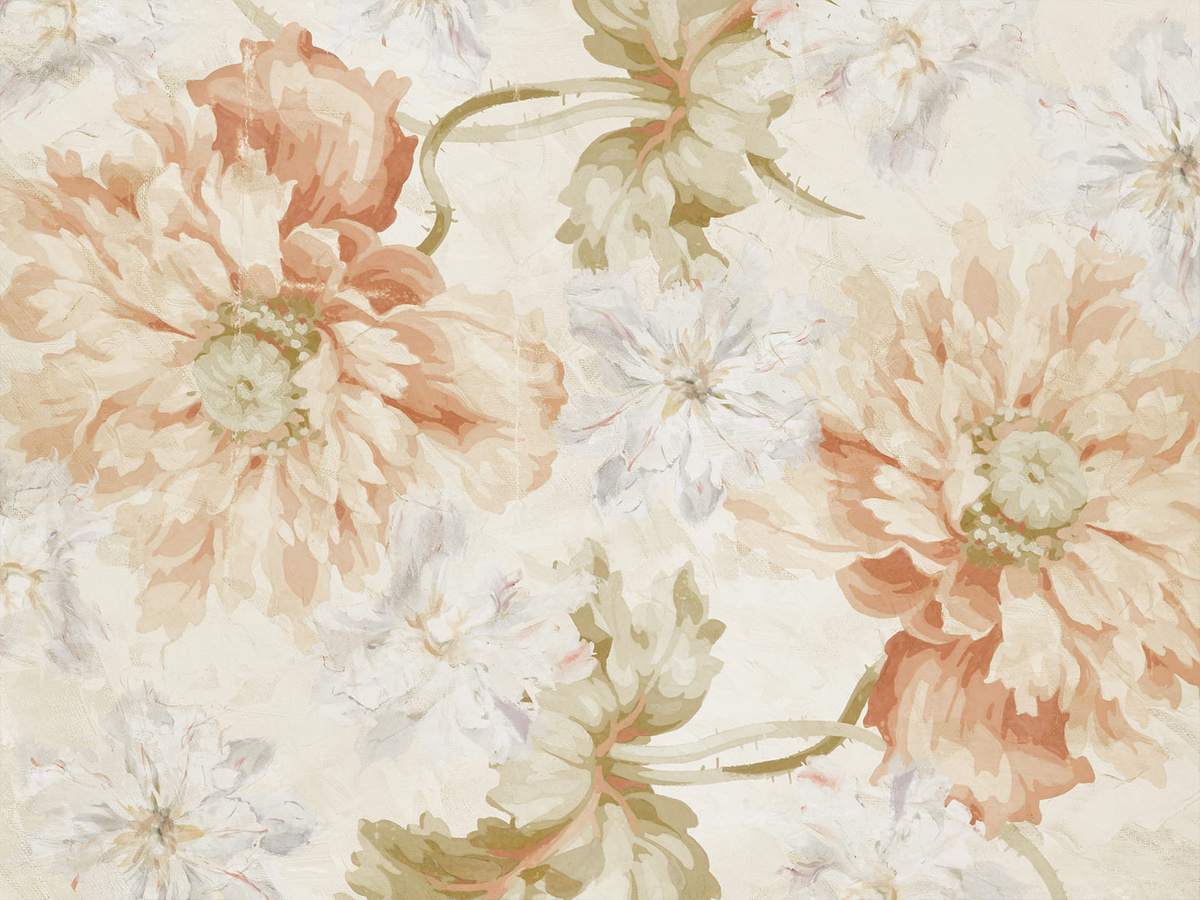 Zbliżenie wzoru tapety pastelowe kwiaty Chaler WallCraft 745312301