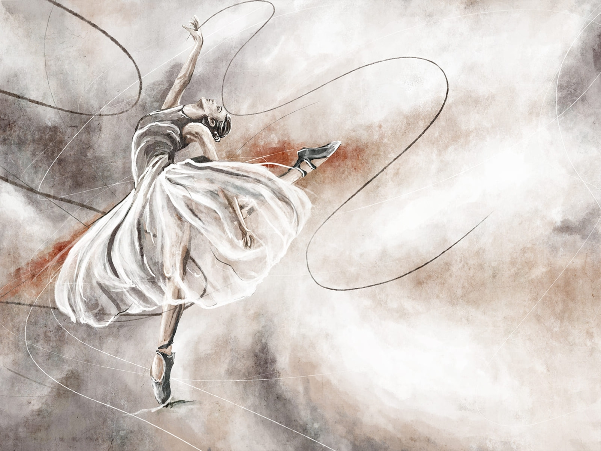 Zbliżenie wzoru fototapety VAILLES 655 31 2202 WALLCRAFT z baletnicą