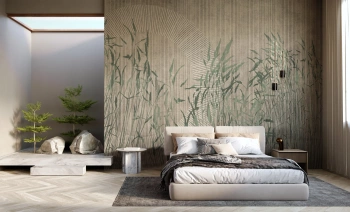 LAO-240617 Ceara -trawy na beżowym tle w pasy - tapeta na wymiar