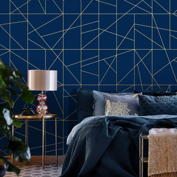 Cant fusion dark blue&gold - tapeta Wallart
