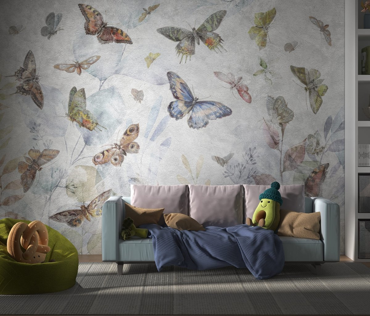Fototapeta Elibri 700 31 2202 Wallcraft z motywem motyli na ścianie w salonie