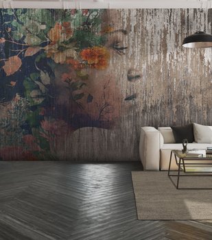 Tapeta twarz kobiety w kwiatach