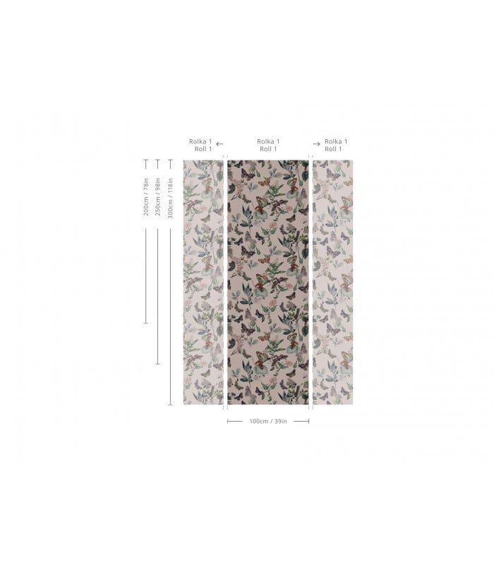 Tapeta Butterfly Rowan Pink – przykład ułożenia wzoru na ścianie