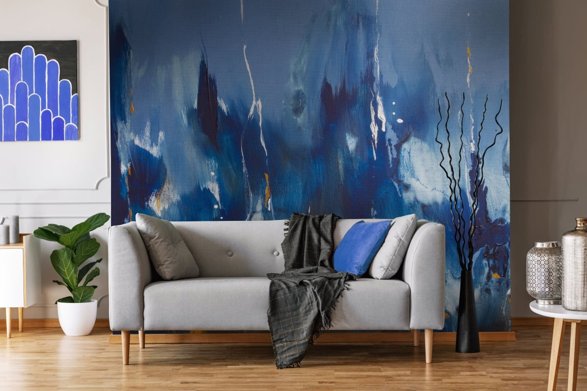 tapeta na wymiar WallArt do salonu – artystyczny niebieski motyw Memory I