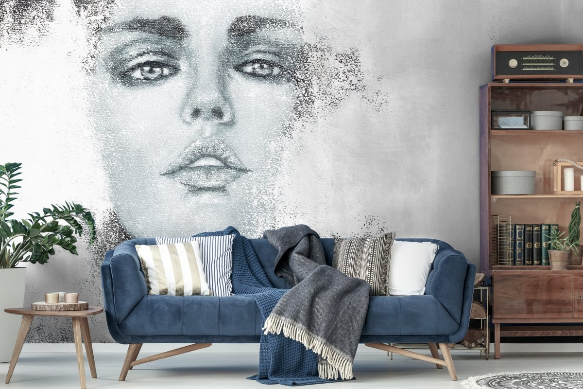 tapeta na wymiar WallArt do salonu – portret artystyczny w odcieniach szarości