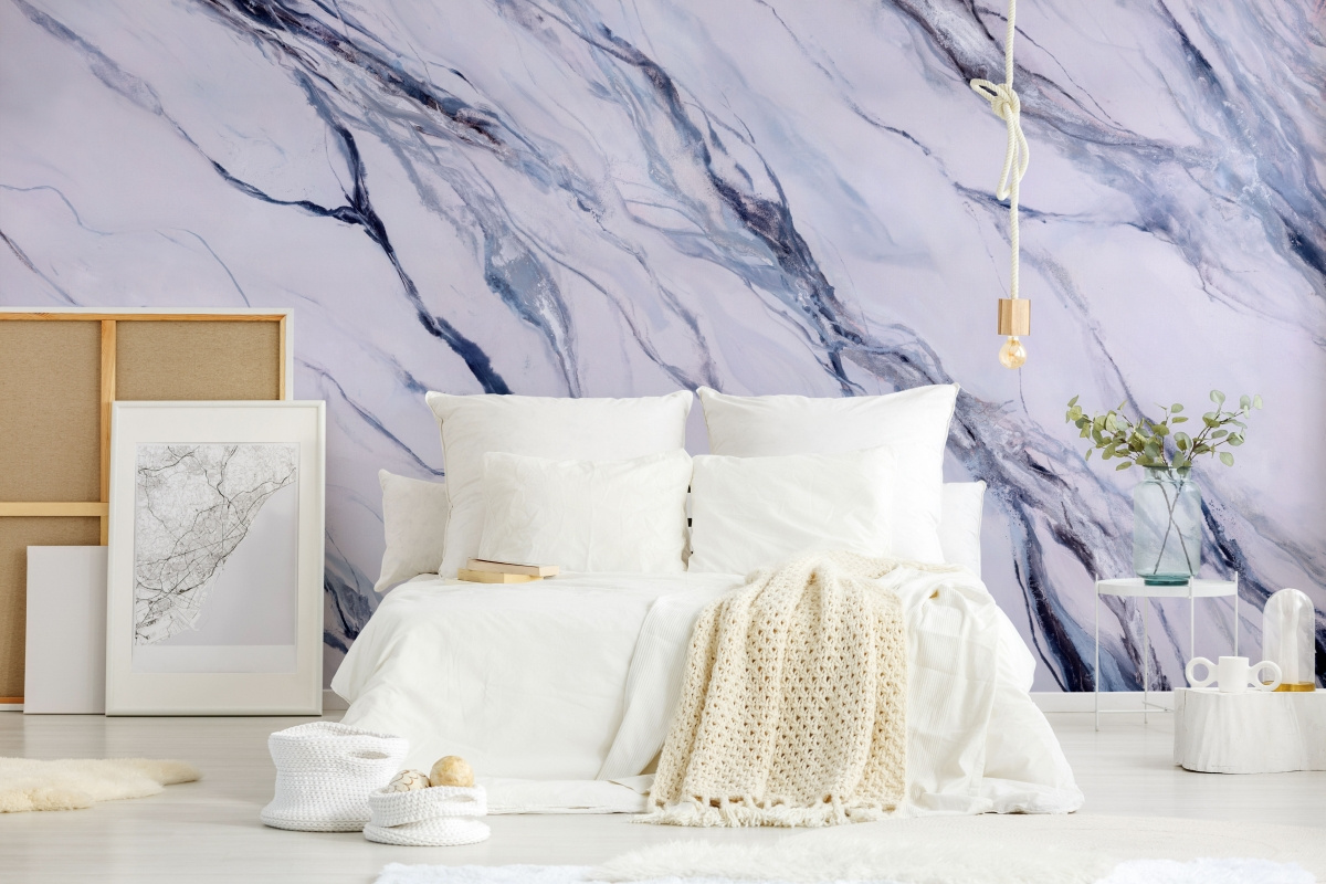 tapeta artystyczna panoramiczna do sypialni – wzór marmurowy Silvering