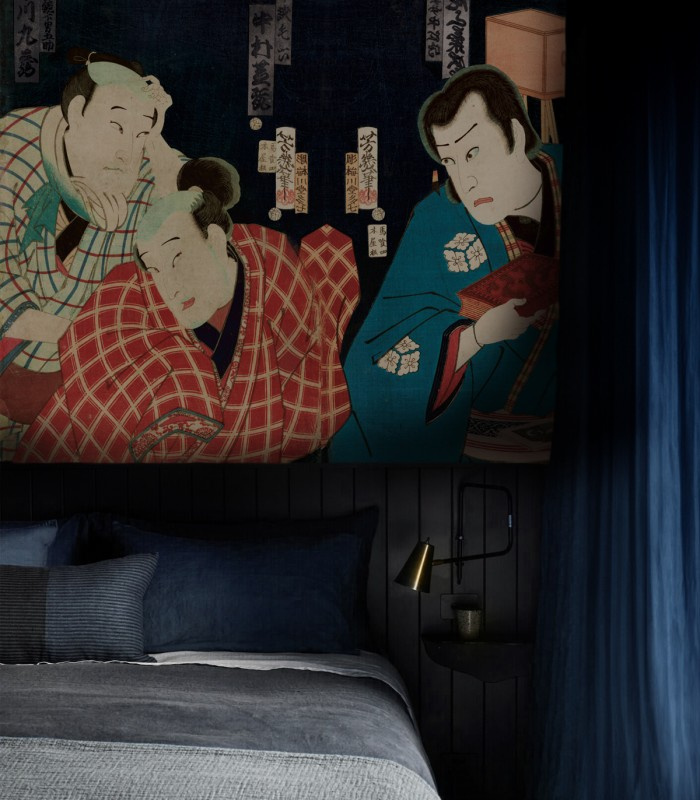 Tapeta Samurai Chronicales marki Wallcolors – aranżacja sypialni